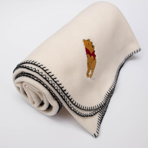 Vintage Disney Winnie The Pooh Baby Blanket 45"x58" Fleece Embroidered Soft Cozy - Picture 2 of 6